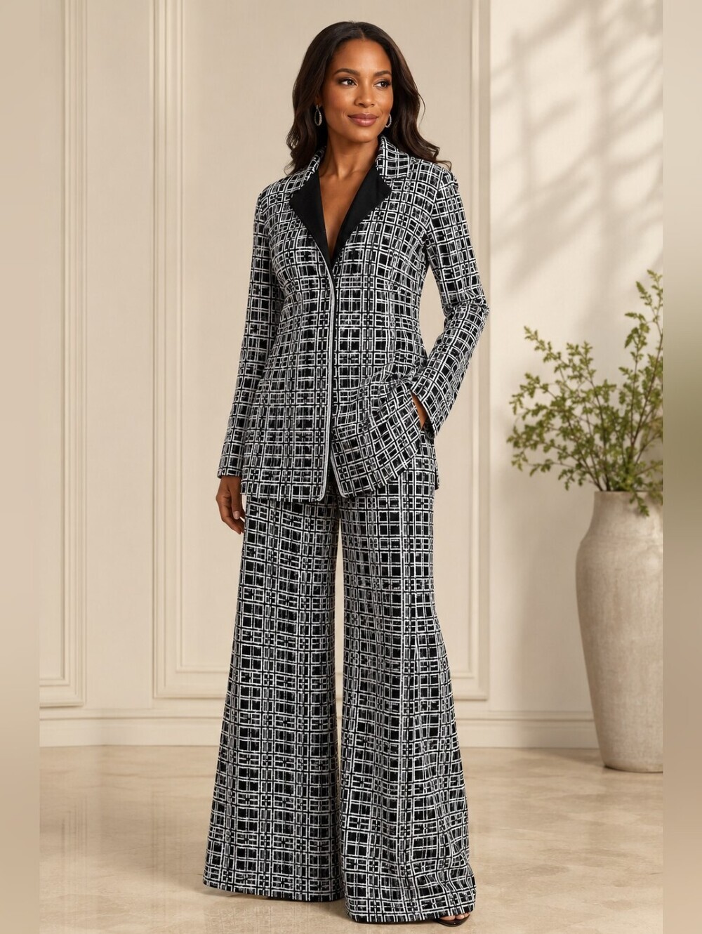 Escada Couture Beaded Sequin Pantsuit Pant Suit Set Vintage